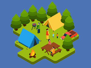 illustration 2d isométrique du Camping de L'Etang-Salé